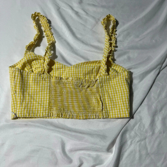 Zara Cropped Top Side Zip Frilly Straps Elastic Back Size Small - Picture 2 of 11